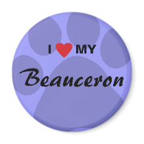 I Love (Heart) My Beauceron Paw Print Refrigerator Magnet
