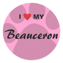 I Love (Heart) My Beauceron Paw Print Sticker