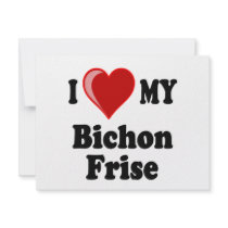 I Love (Heart) My Bichon Frise Dog Personalized Invitations