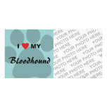 I Love (Heart) My Bloodhound Pawprint Photo Greeting Card