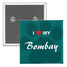 I Love (Heart) My Bombay Pawprint Pins