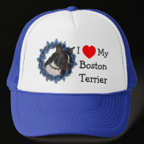 I Love Heart My Boston Terrier Dog Lover Photo Hat by SmilinEyesTreasures I Love Heart My Boston Terrier Dog Lover Photo Hat