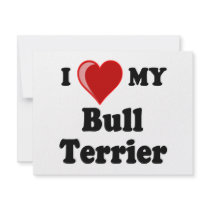 I Love (Heart) My Bull Terrier Dog Invite