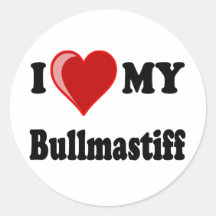 I Love (Heart) My Bullmastiff Dog Sticker