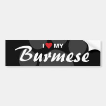 I Love (Heart) My Burmese Bumper Stickers