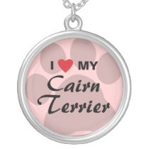 I Love (Heart) My Cairn Terrier Pawprint necklaces