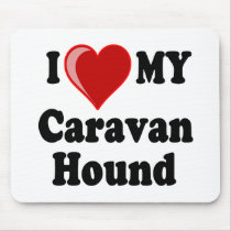 I Love (Heart) My Caravan Hound Dog mousepads