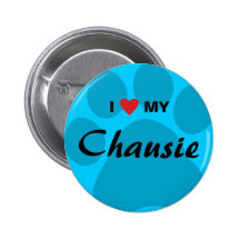 I Love (Heart) My Chausie Cat Pawprint Design Pins