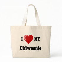 I Love (Heart) My Chiweenie Dog Canvas Bags