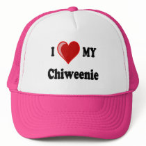 I Love (Heart) My Chiweenie Dog Hat