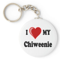 I Love (Heart) My Chiweenie Dog Keychain