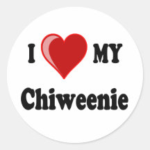I Love (Heart) My Chiweenie Dog Round Sticker