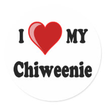 I Love (Heart) My Chiweenie Dog Stickers