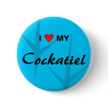I Love (Heart) My Cockatiel Bird Tracks Design Pins