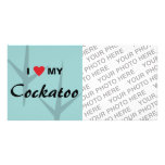 I Love (Heart) My Cockatoo Bird Tracks Design Photo Cards