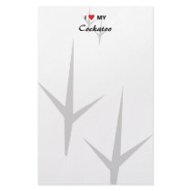 I Love (Heart) My Cockatoo Bird Tracks Design Stationery Design