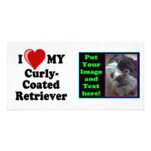 I Love (Heart) My Curly-Coated Retriever Dog Photo Card Template