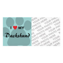 I Love (Heart) My Dachshund Pawprint Photo Greeting Card