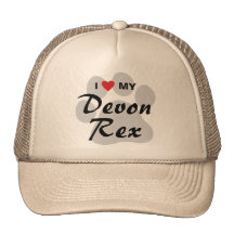 I Love (Heart) My Devonshire Rex Cat Pawprint Mesh Hat