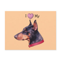 I Love Heart My Doberman Dog Photo Postcard