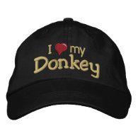 I love (heart) my Donkey Embroidered Hats