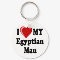 I Love (Heart) My Egyptian Mau Cat keychains by CatnDog I Love (Heart) My Egyptian Mau Cat keychains