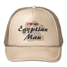 I Love (Heart) My Egyptian Mau Pawprint Design Trucker Hat