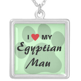 I Love (Heart) My Egyptian Mau Pawprint Design necklace