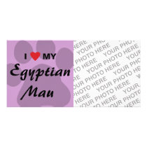 I Love (Heart) My Egyptian Mau Pawprint Design Photo Cards