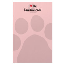 I Love (Heart) My Egyptian Mau Pawprint Design Stationery