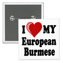 I Love (Heart) My European Burmese Cat Pins