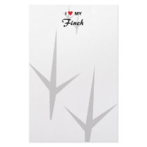 I Love (Heart) My Finch Bird Tracks Design Stationery Paper