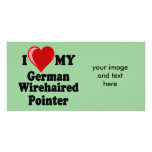 I Love (Heart) My German Wirehaired Pointer Dog Customized Photo Card