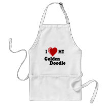 I Love (Heart) My Golden Doodle Dog Aprons