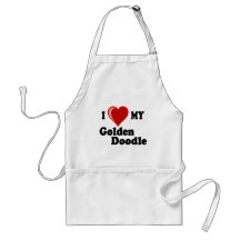 I Love (Heart) My Golden Doodle Dog Aprons