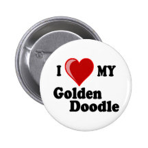 I Love (Heart) My Golden Doodle Dog Buttons