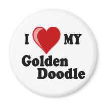 I Love (Heart) My Golden Doodle Dog Fridge Magnets