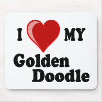 I Love (Heart) My Golden Doodle Dog Mousepads