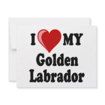 I Love (Heart) My Golden Labrador Dog invitations by CatnDog I Love (Heart) My Golden Labrador Dog invitations