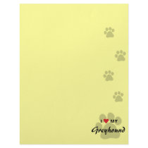 I Love (Heart) My Greyhound Paw Print Letterhead Template