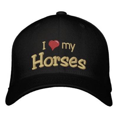 I love (heart) my Horses - Customized Embroidered Baseball Caps by manesandtails