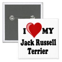 I Love (Heart) My Jack Russell Terrier Dog Button