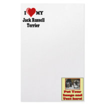 I Love (Heart) My Jack Russell Terrier Dog Customized Stationery