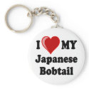 I Love (Heart) My Japanese Bobtail Cat keychains