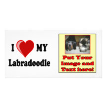 I Love (Heart) My Labradoodle Dog Picture Card