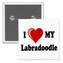 I Love (Heart) My Labradoodle Dog Pinback Button