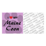 I Love (Heart) My Maine Coon Cat Pawprint photo cards