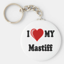 I Love (Heart) My Mastiff Dog Key Chain