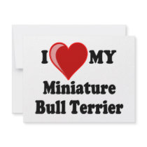 I Love (Heart) My Miniature Bull Terrier Dog Custom Announcement