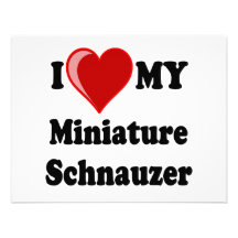 I Love (Heart) My Miniature Schnauzer Dog Custom Invitations